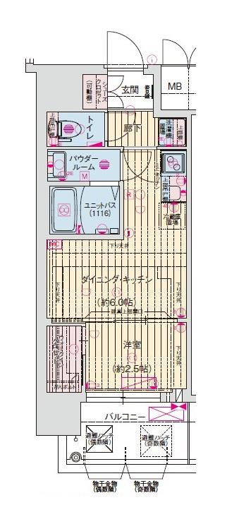 プレリスNEO大阪十三エルヴィオン(1DK/3階)の間取り写真