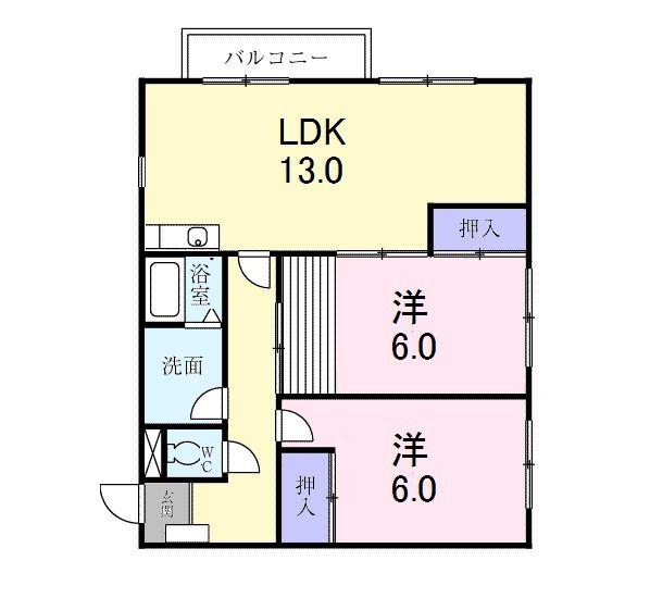 シャルマン上II番館(2LDK/2階)の間取り写真