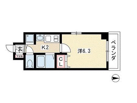 プレサンス久屋大通公園サウス(1K/5階)の間取り写真
