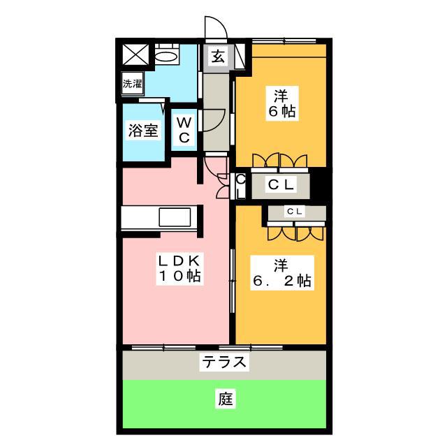 メープルメゾン(2LDK/1階)の間取り写真