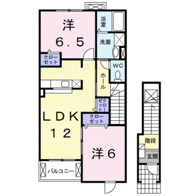 プランドール3(2LDK/2階)の間取り写真