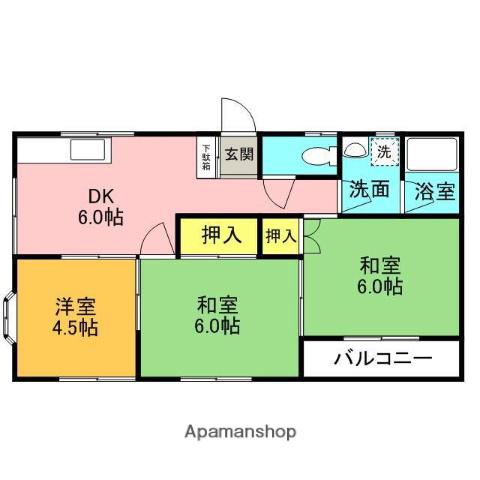 関屋ハイツ(3DK/2階)の間取り写真