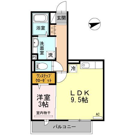 グレイス北花田(1LDK/2階)の間取り写真