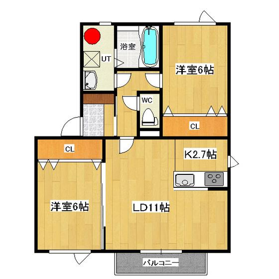 ASPEN HOUSE(2LDK/2階)の間取り写真