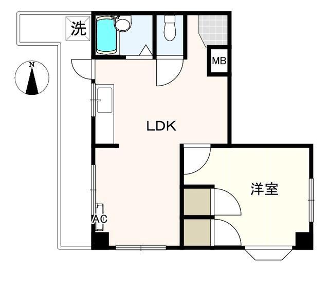 ノースヒルズ(1LDK/3階)の間取り写真