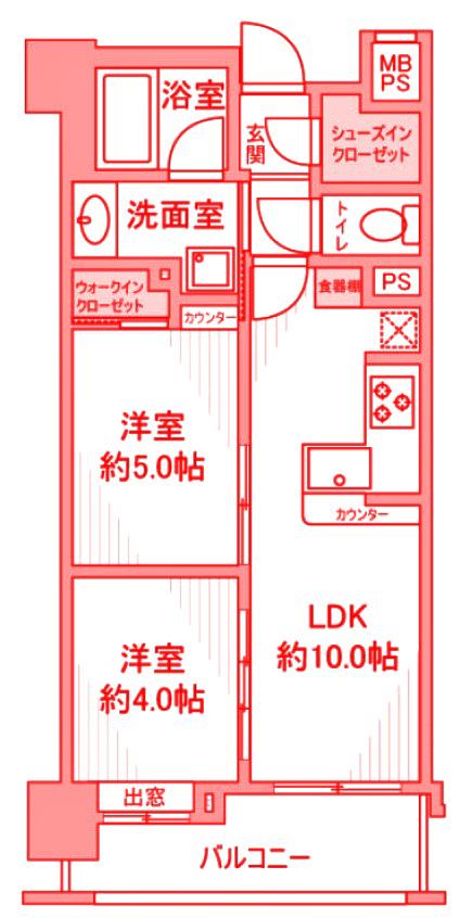 グローベル・ザ・ソニア横浜(2LDK/10階)の間取り写真