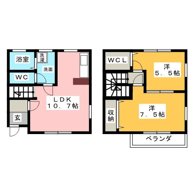 メゾン ソレイユ C棟(2LDK/1階)の間取り写真