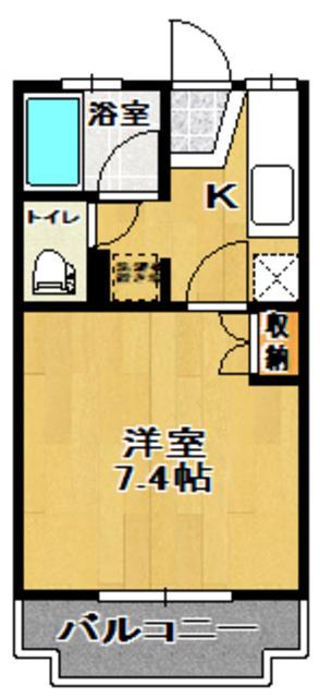 安積パールハイツ(1K/2階)の間取り写真