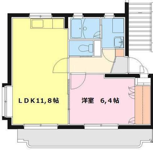 日高ハイツII(1LDK/4階)の間取り写真