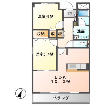 ラ・パス大井橋(2LDK/4階)の間取り写真