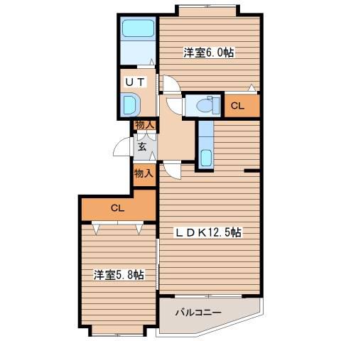 エムズ・コート(2LDK/2階)の間取り写真
