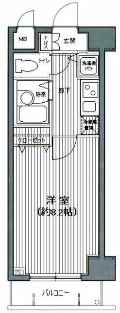 グランド・ガーラ日本橋茅場町(1K/8階)の間取り写真