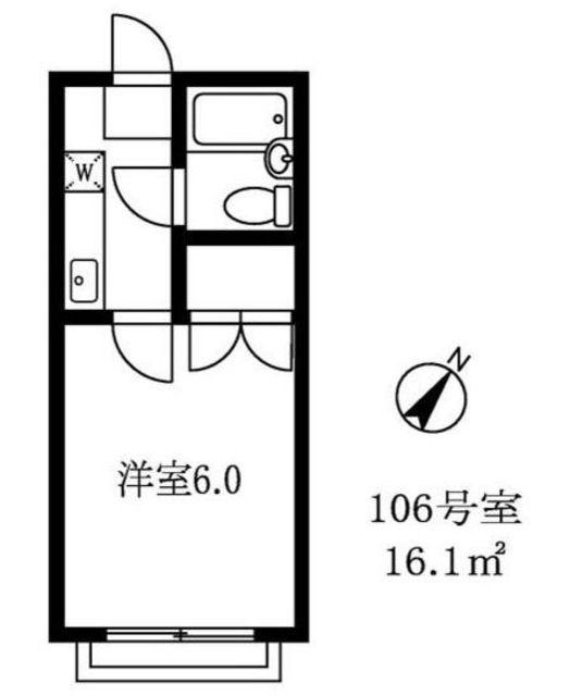 グランヴェール(1K/1階)の間取り写真