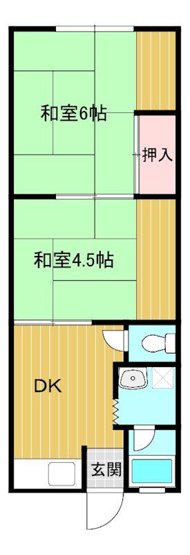 ハイツ一本木(2DK/1階)の間取り写真
