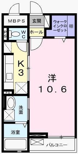 グランアウローラVIII(1K/2階)の間取り写真