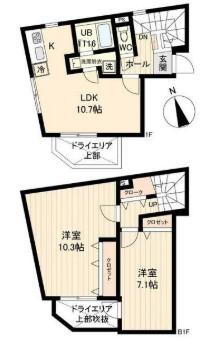 LIVEFLAT戸越(2LDK/B1階)の間取り写真