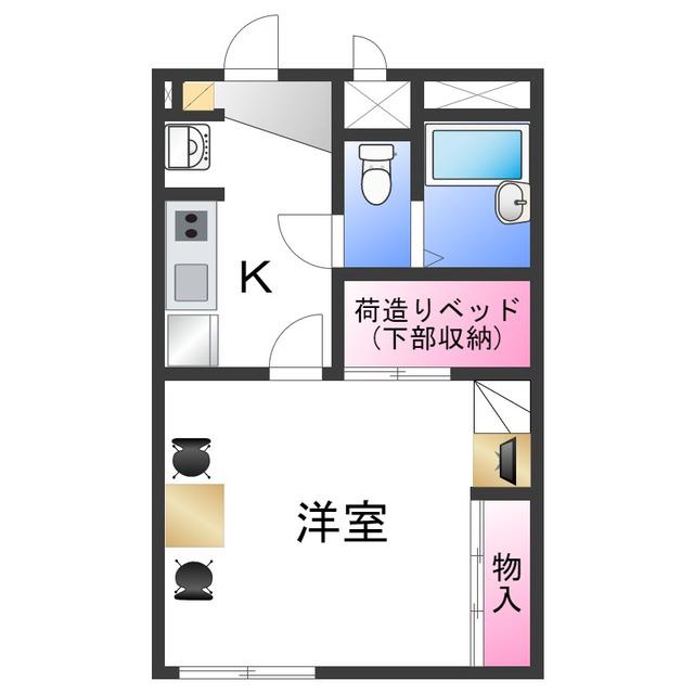 レオパレスショコラII(1K/2階)の間取り写真