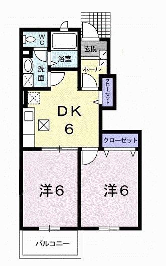 アヴニール(2DK/1階)の間取り写真