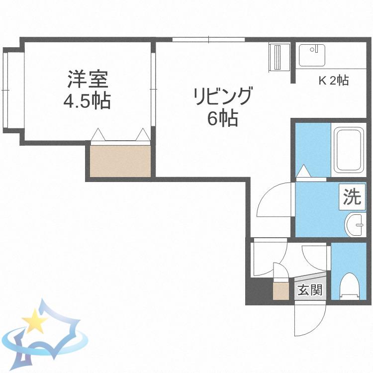 癒しの館南8条(1LDK/3階)の間取り写真