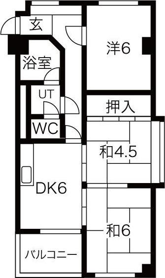 中根ハイツ(3DK/4階)の間取り写真