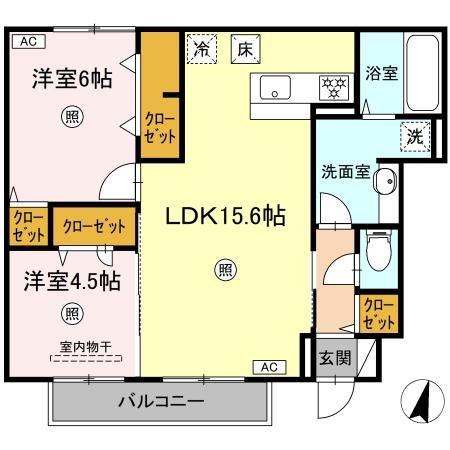 エミネント・グラン(2LDK/1階)の間取り写真