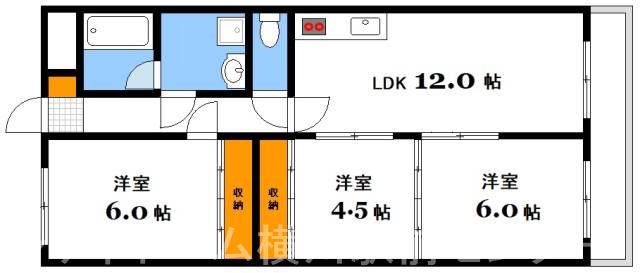 楠木ハイツ(3LDK/4階)の間取り写真