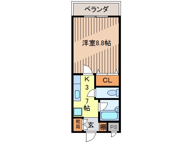 マンション山城鳳凰(1K/4階)の間取り写真