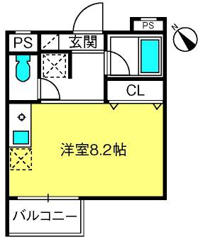 クリスタルマンションみずほ台(ワンルーム/2階)の間取り写真