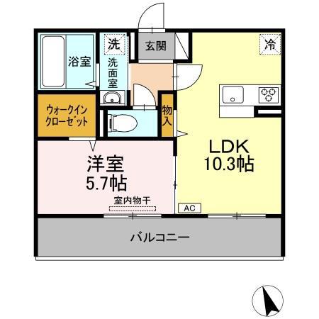 グランレーベン(1LDK/2階)の間取り写真