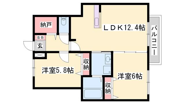 コータ・コート(2LDK/1階)の間取り写真