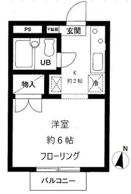 CASA与野(1K/2階)の間取り写真