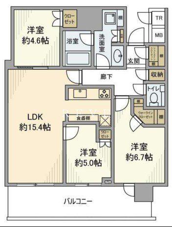 パークタワー晴海(3LDK/20階)の間取り写真
