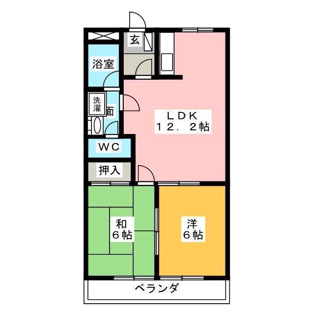 アンヘル・プリエール(2LDK/3階)の間取り写真
