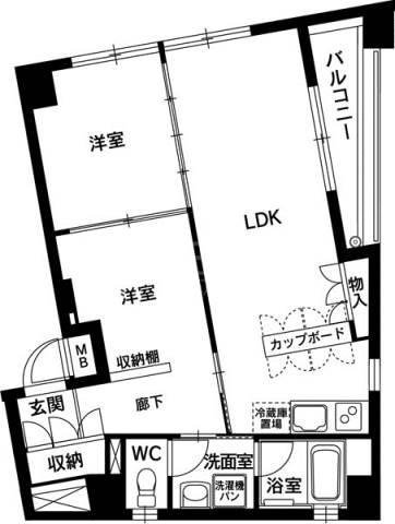 ラ・クラッセ大手門(2LDK/7階)の間取り写真