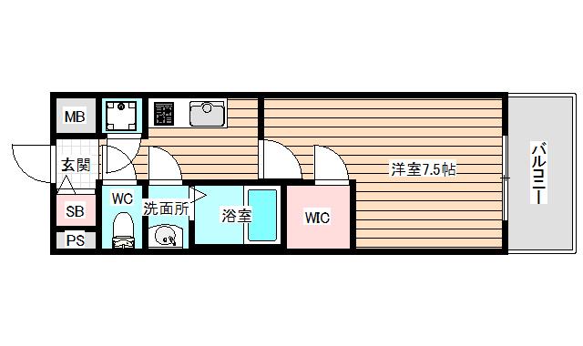 ファーストフィオーレ福島野田2(1K/7階)の間取り写真