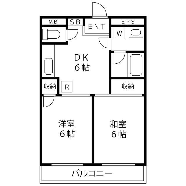 グロウマンション(2DK/1階)の間取り写真