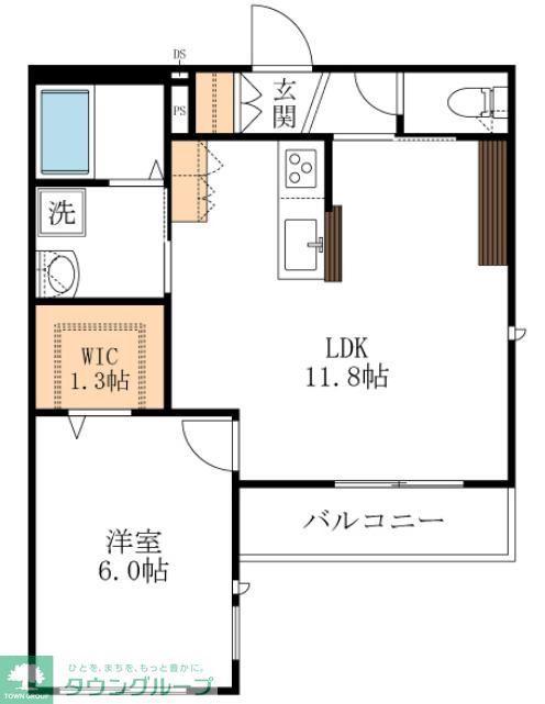 プラージュ蔵前(1LDK/2階)の間取り写真