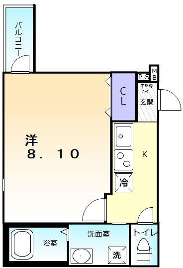 フジパレス百舌鳥赤畑町II番館(1K/2階)の間取り写真