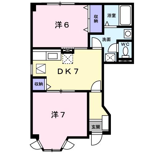 メゾンII(2DK/1階)の間取り写真