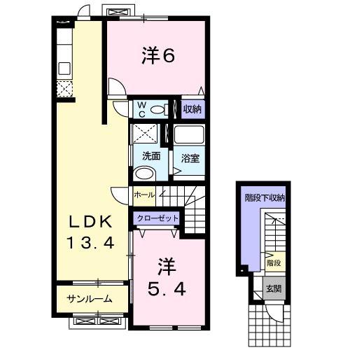 リベルテII(2LDK/2階)の間取り写真