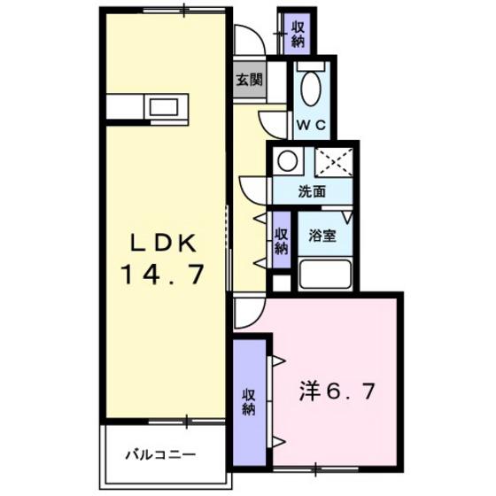 イーグルヒルズC(1LDK/1階)の間取り写真