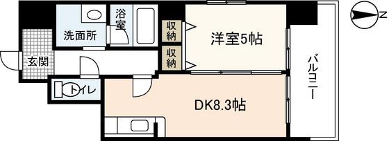 ジェイシティ八丁堀(1DK/10階)の間取り写真
