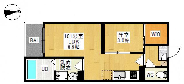 REGALEST 奥田本町I(1LDK/2階)の間取り写真