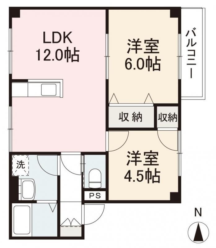 グリーンアレイ26 C・F(2LDK/1階)の間取り写真