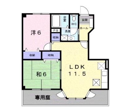 アトリオI・II(2LDK/1階)の間取り写真