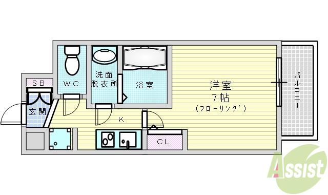 アルティザ淡路駅東(1K/3階)の間取り写真