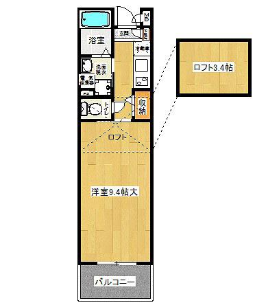 MEMORY石橋(1K/1階)の間取り写真