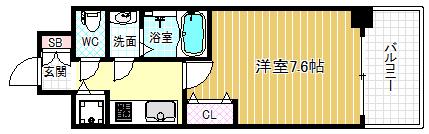 サムティ福島PORTA(1K/9階)の間取り写真