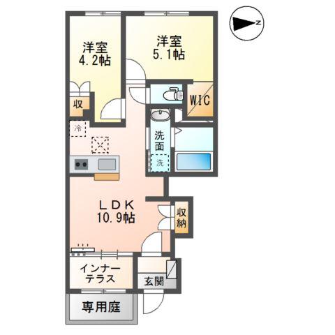 メゾン エメ(2LDK/1階)の間取り写真