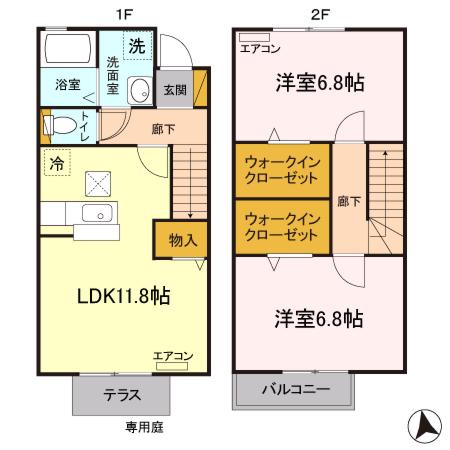 エフ・イースト(2LDK/1階)の間取り写真